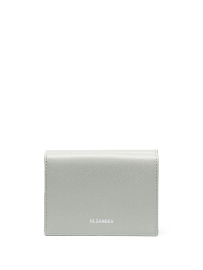 Jil Sander Logo-stamp Bi-fold Leather Wallet In Green