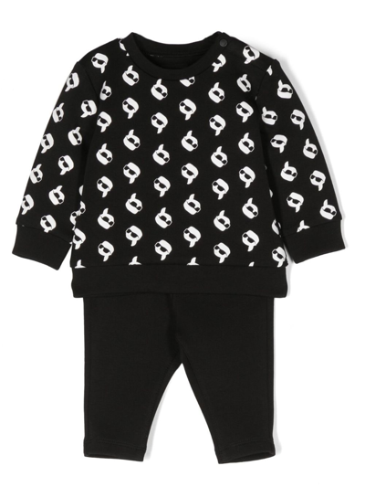 Karl Lagerfeld Babies' Logo-print Two-piece Set In Black