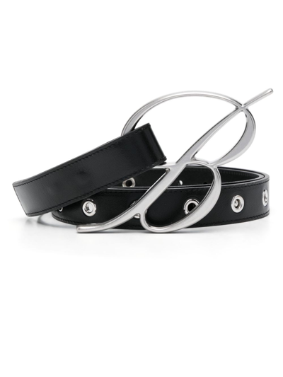 Blumarine Logo-buckle Leather Belt In Black