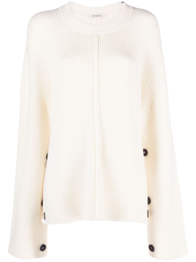 Peter Do Ribbed-knit Side-slit Jumper In Neutrals