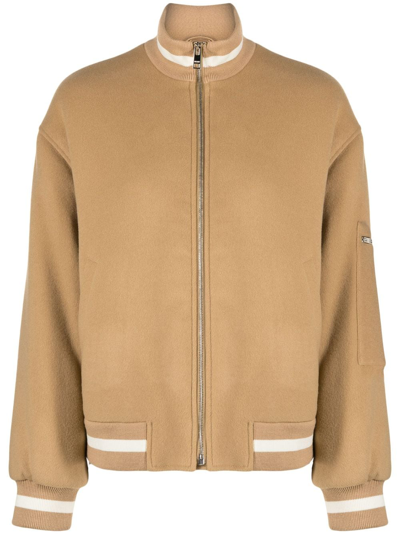 Msgm Wool Blend Bomber Jacket In Beige