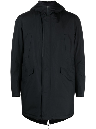 Herno Zip-up Hooded Parka In Black