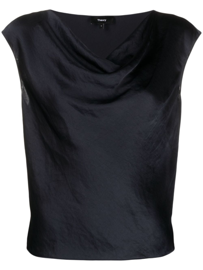 Theory Cowl Neck Top In Blue