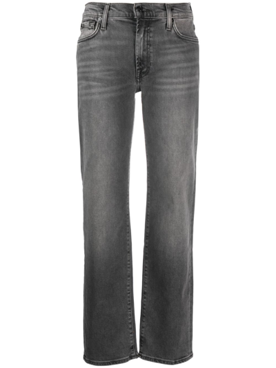 7 For All Mankind Mid-rise Straight-leg Jeans In Black