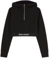 Palm Angels Logo-strap Cotton Cropped Sweatshirt In Multi-colored