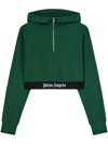 PALM ANGELS LOGO-TAPE CROPPED HOODIE