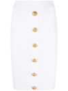 Balmain Embellished Knit Midi Skirt In Weiss