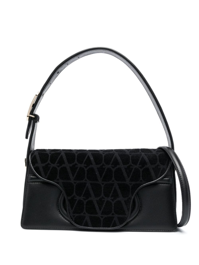 Valentino Garavani Valentino Toile Iconographe Le Grand Deuxieme Leather Shoulder Bag In Black