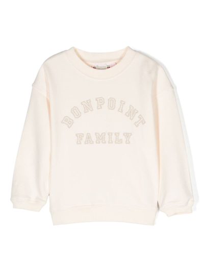 Bonpoint Kids' Logo-embroidered Cotton Sweatshirt In Neutrals