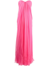 Alexander Mcqueen Gathered Silk-chiffon Bustier Gown In Sugar Pink