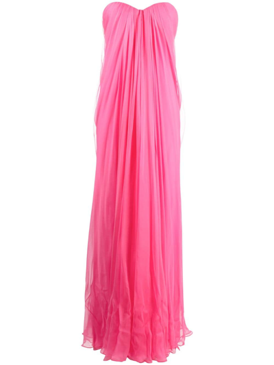 Alexander Mcqueen Silk Evening Dress In Sugar Pink