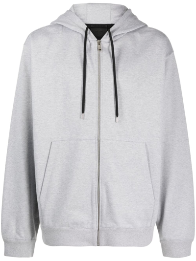Prada Re-nylon Logo-print Hoodie In Gray
