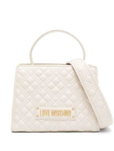 Love Moschino Logo-lettering Quilted Tote Bag In Neutrals