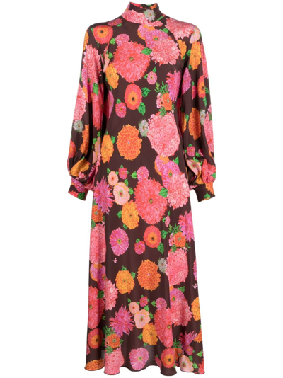 La Doublej Medici Floral-print Silk Midi Dress In Gyn