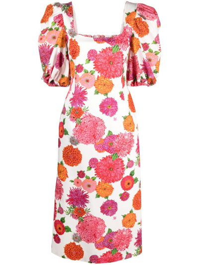 LA DOUBLEJ SIZZLER FLORAL-PRINT MIDI DRESS