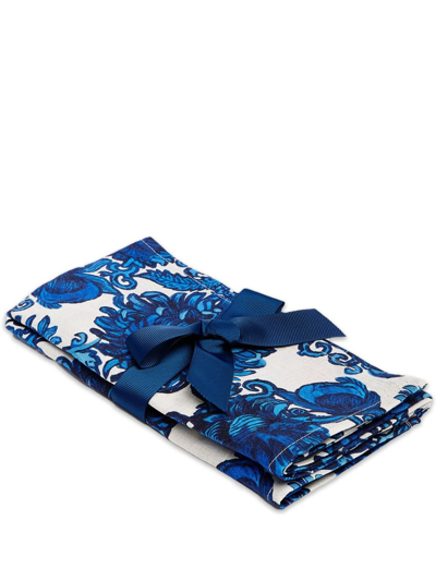 La Doublej Anemone-print Linen Napkin (pack Of Two) In Blue