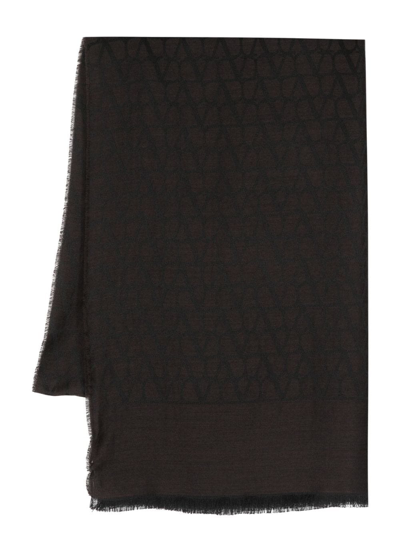 Valentino Toile Iconographe Jacquard Scarf In Ebony/black