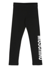 Moschino Kids' Legging In Jersey Logo Print In Black