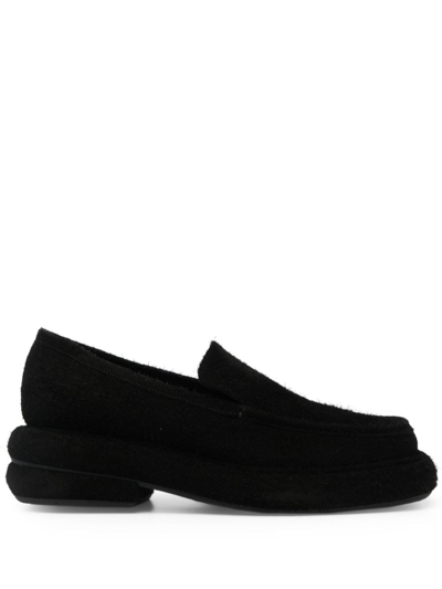 Eckhaus Latta Stacked Slip-on Suede Loafers In Black