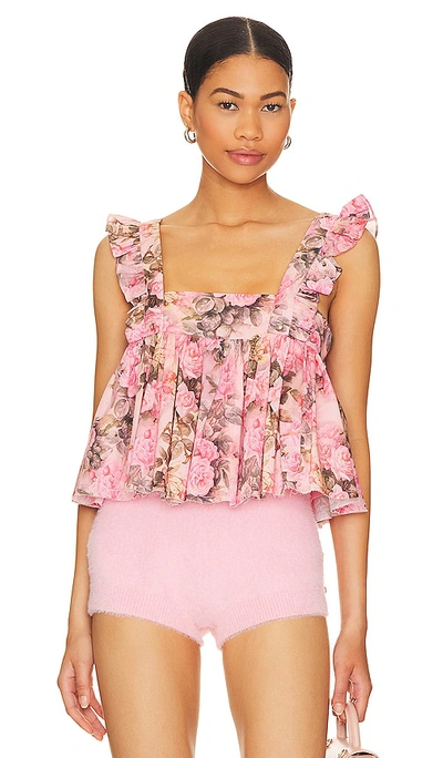 Selkie The Ruffle Apron Top In Pink