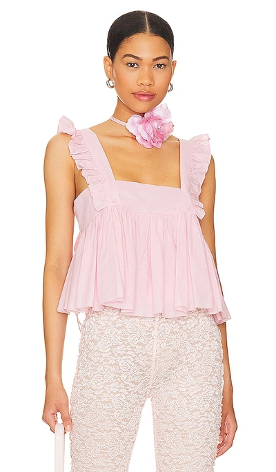 Selkie The Ruffle Apron Top In Pink