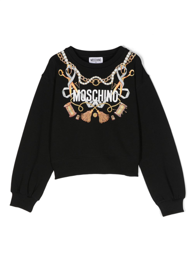 Moschino Kids' Graphic-print Cotton Sweatshirt In Black