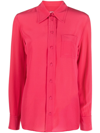 Lanvin Button-down Silk Shirt With Long Sleeves In Pink