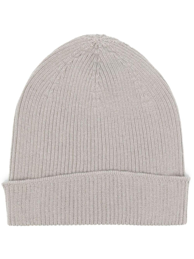 Rick Owens Ribbed-knit Cashmere Beanie In Grey