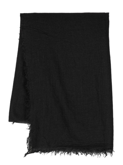 Rick Owens Frayed Cashmere Scarf In 09 Black