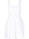 Staud Sutton Lace-up Stretch-cotton Mini Dress In White