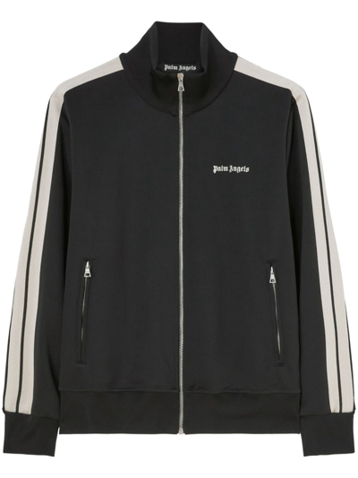Palm Angels Black High Neck Sweatshirt With Logo Lettering On The Front In Wool Blend Man In Multicolor