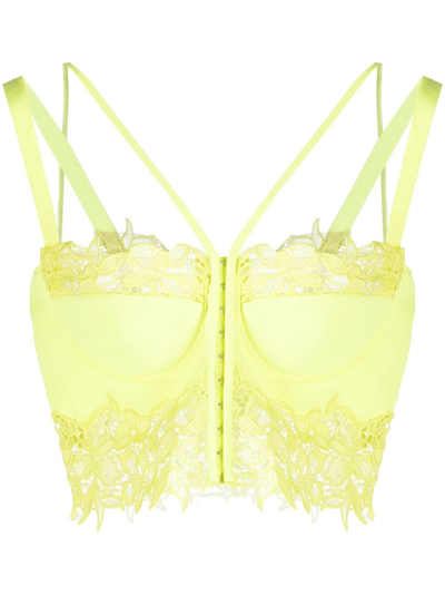 Versace Floral Lace Corset In Yellow