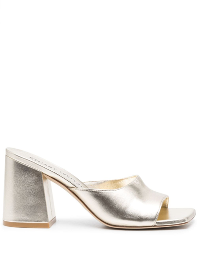 Stuart Weitzman 95mm Metallic-finish Mules In Gold