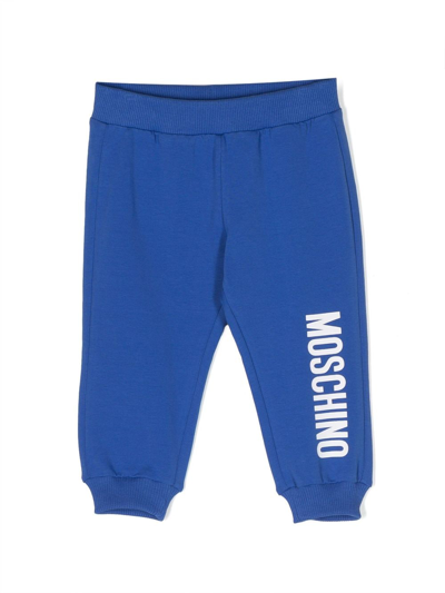 Moschino Babies' Logo-print Tapered Track Pants In Blue
