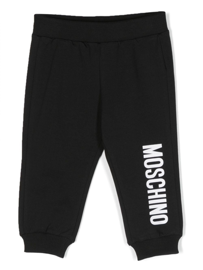 Moschino Babies' Logo-print Tapered Track Pants In Nero