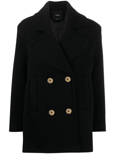 Pinko Configurazione Double Breasted Coat In Black