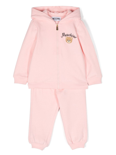 Moschino Babies' Logo-print Track Trousers Set In Pink