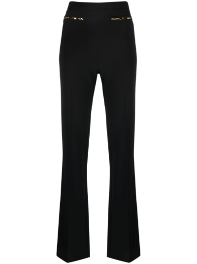 Elisabetta Franchi Chain-detail High-waisted Trousers In Black
