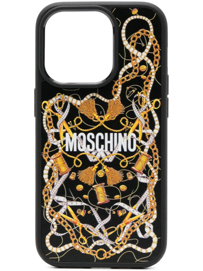 Moschino Graphic-print Iphone 14 Pro Case In Schwarz
