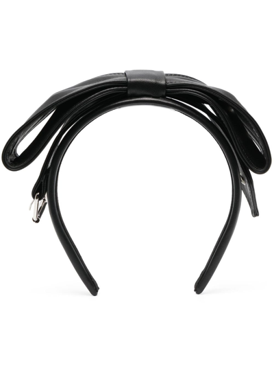 Moschino Oversized Bow-belt Headband In Black