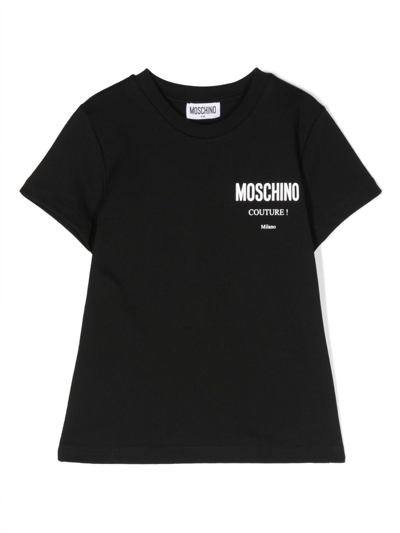 Moschino Kids' Chest Logo-print Detail T-shirt In Black