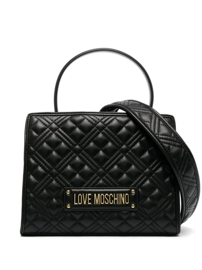 Love Moschino Logo-lettering Quilted Tote Bag In Black