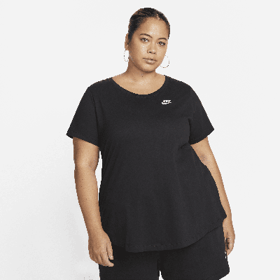 Nike Plus Size Active Sportswear Club Essentials Short-sleeve T-shirt In Black