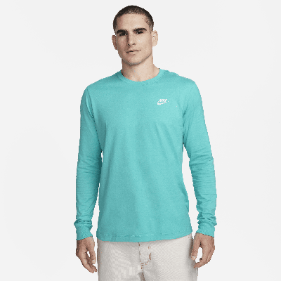 Nike Men's  Sportswear Club Long-sleeve T-shirt In Blue