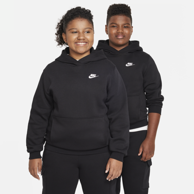 Nike Sportswear Club Fleece Big Kids' Pullover Hoodie (extended Size) In Black