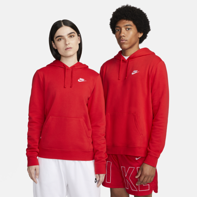 Nike Women's  Sportswear Club Fleece Pullover Hoodie In University Red/white 