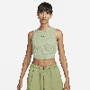 Nike Women's  Sportswear Chill Knit Tight Cropped Mini-rib Tank Top In Green