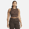 Nike Women's  Sportswear Chill Knit Tight Cropped Mini-rib Tank Top In Brown