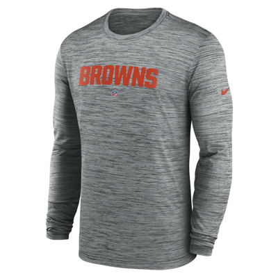 Nike Men's Dri-fit Sideline Velocity (nfl Cleveland Browns) Long-sleeve T-shirt In Heather Gray