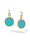 David Yurman Women's Dy Elements Drop Earrings In 14k Yellow Gold With Gemstones & Pavé Diamonds In Turquoise